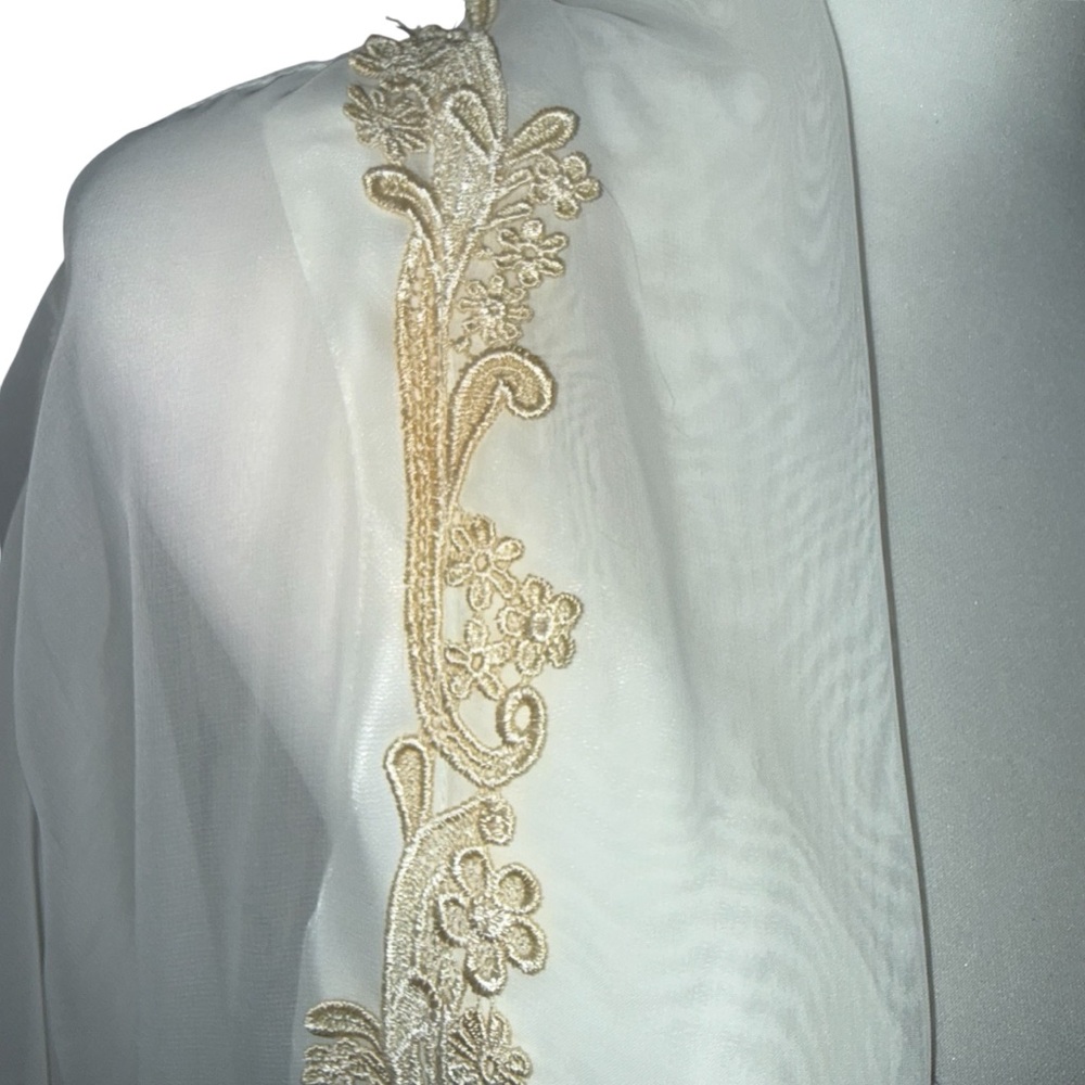 Vintage Dentelle robe and slip dress nightgown set 2 pc sheer lace bridal S/M - Picture 2 of 16
